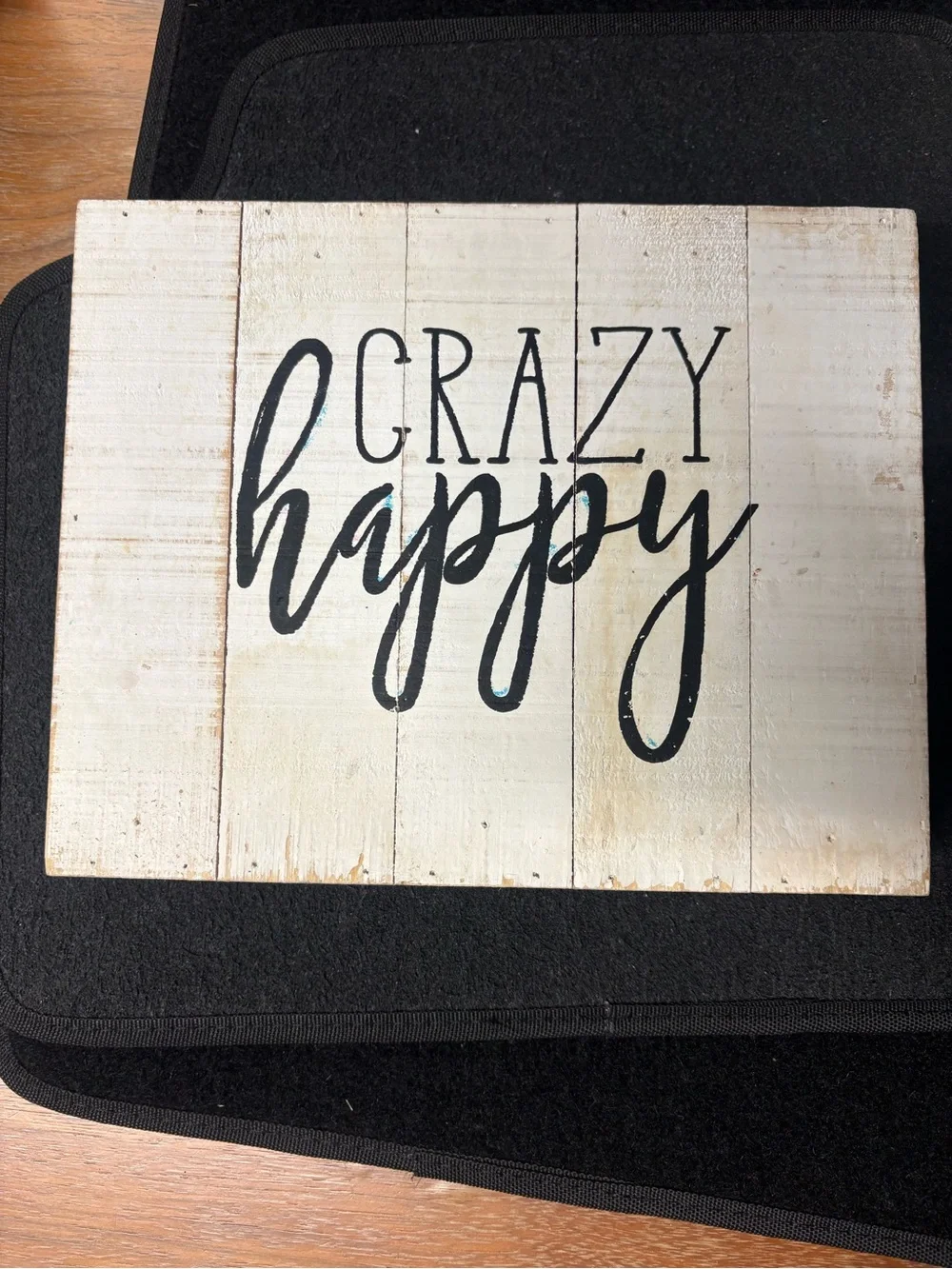 Hobby Lobby Crazy Happy Rustic Farmhouse Wood Wall Sign 10x8